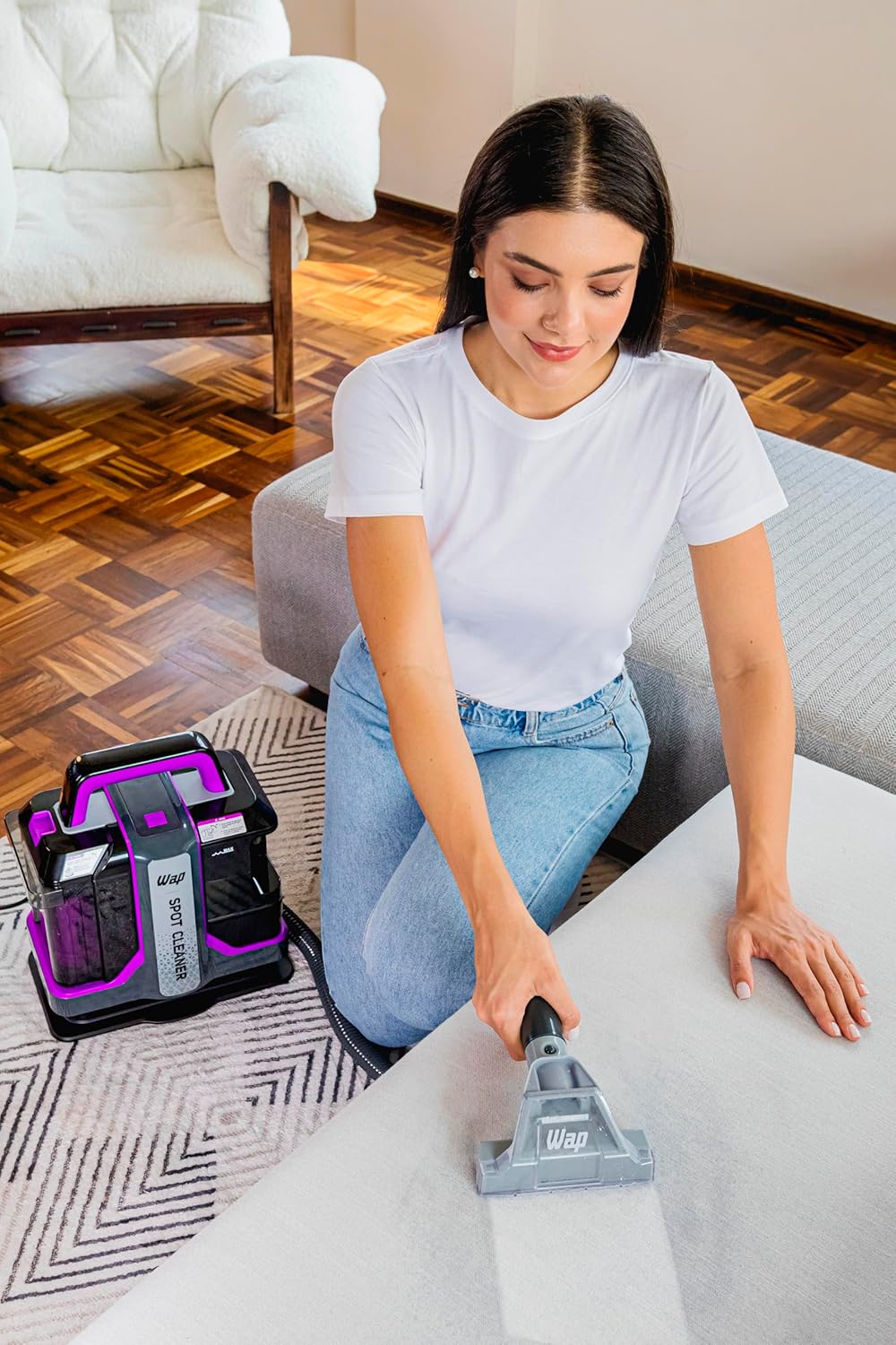 WAP Portable Extractor Spot Cleaner W3, 3-in-1, Spray, Scrub and Extract, with Self-Cleaning System